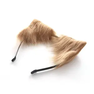 Halloween Cosplay Khaki Faux Fox Tail and Ear Headband Set