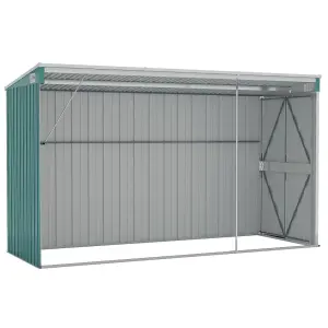 vidaXL Wall-mounted Garden Shed Green 118x288x178 cm Galvanised Steel