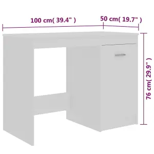 Berkfield Desk White 100x50x76 cm Engineered Wood