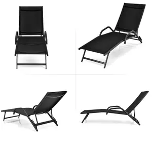 Costway Set of 2 Outdoor Chaise Lounge Chairs 5-Position Adjustable Recliners Sun Lounge