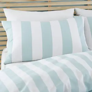 Cove Stripe Reversible Duvet Cover Set Blue / Double - 2 Standard Pillowcases