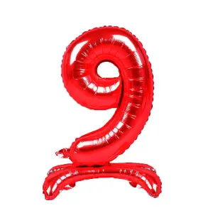 Realmax Standing Number 9 Foil Balloon Red (One Size)