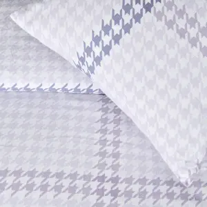 Cotton Houndstooth Duvet Cover with Pillowcases Lilac / Kingsize - 2 Standard Pillowcases