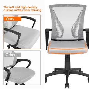 Yaheetech Ergonomic Mesh Office Chair with Mid-Back 360 Degree Rolling Casters Height Adjustable - Light Grey