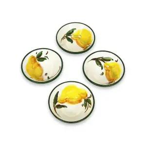 Buena Vida Hand Painted Lemon Ceramic Kitchen Dining Set of 4 Tapas Bowls (Diam) 10cm