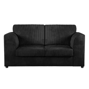 Luxor Jumbo Cord 2 + 1 + 1 Fabric 3 Piece Sofa Suite - Fullback Black