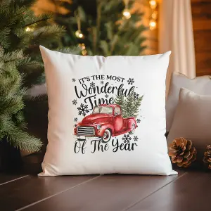 Poly Linen Christmas Cushion - Most Wonderful Time 60cm x 60cm