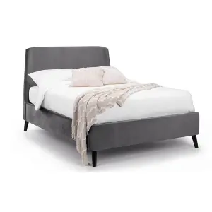 Premium - Grey Velvet Curved Bed Frame - King Size 5ft (150cm)