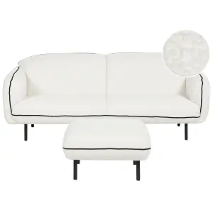 Boucle Sofa with Ottoman White TONSBERG