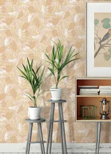 NuWallpaper NUS4541 Botanical Gato Garden Novelty Peel & Stick Wallpaper, Terracotta