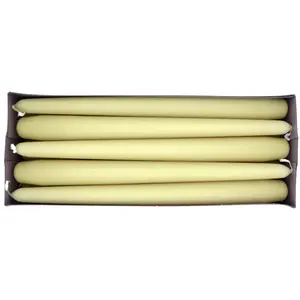 Tapered Dinner Candles, Pack of 10, Unscented, Long Burning Time, 24 cm / 19.45" (Ecru, Matt)