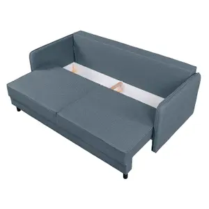 Bruno 3 Seater Sofa Bed with Storage - Blue Grey (Lumos83)