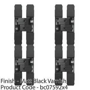 4 PACK - 3D Flush Faced Concealed Cabinet Hinge - 180 Degree Opening Wardrobe MATT BLACK