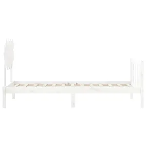 Berkfield Bed Frame with Headboard White 90x200 cm Solid Wood