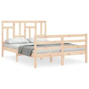 Berkfield Bed Frame with Headboard Small Double Solid Wood