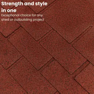 Bitumen Roof Felt Shingles, 20 pcs/34.44 ft² (3.2 sqm), Asphalt Roof Shingles - Weather Resistant Roofing Tiles - Red