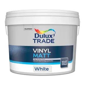 Dulux Trade White Vinyl matt Emulsion paint, 10L