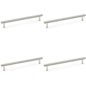 4 PACK - Knurled T Bar Pull Handle - Polished Nickel - 224mm Centres Premium Drawer Door