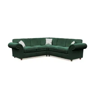 Windsor Bottle Green Large Corner Sofa - Brown Feet