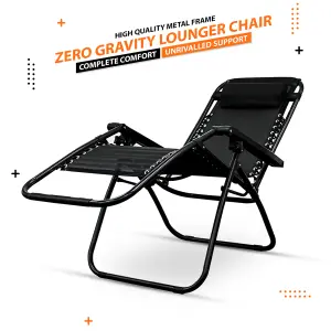 2X ZERO GRAVITY CHAIR GREY RECLINING OUTDOOR GARDEN SUN LOUNGER