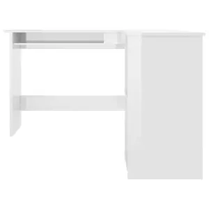 Berkfield L-Shaped Corner Desk High Gloss White 120x140x75 cm Engineered Wood