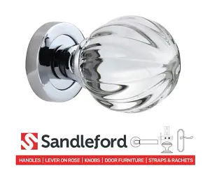 Sandleford Mortice Knob Set - Terni Glass and Polished Chrome