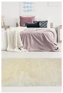 Soft Washable Collection Plain Design Shaggy Rug in Ivory  SA-01