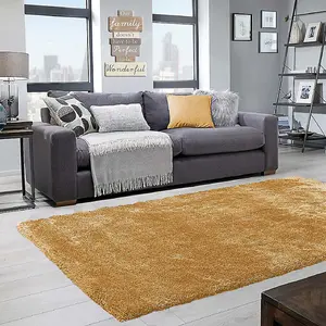 Abaseen 120x170cm Gold Cosy Shaggy Rug, Rectangular Extra Soft Touch 5cm Heavy Thick Pile, Modern Area Rug Livings & Bedroom