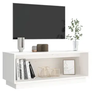 Berkfield TV Cabinet White 90x35x35 cm Solid Wood Pine