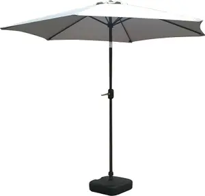 Schallen 2.7m UV50 Garden Outdoor Sun Umbrella Parasol with Winding Crank & Tilt - Grey