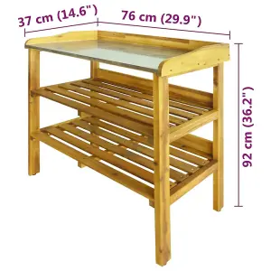 vidaXL Potting Bench with 2 Shelves Solid Acacia Wood and Zinc