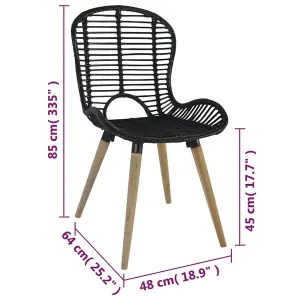 Berkfield Dining Chairs 4 pcs Black Natural Rattan