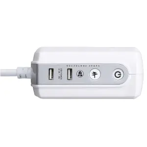 Masterplug Surge White 4 socket Extension lead with USB, 2m