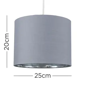 ValueLights Reni Grey and Chrome Small Ceiling Pendant Light Shade