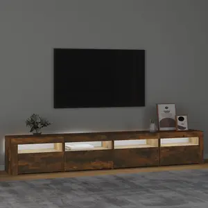 Berkfield TV Cabinet with LED Lights Smoked Oak 240x35x40 cm