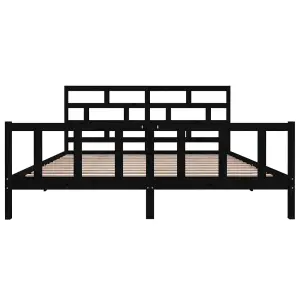 Berkfield Bed Frame Black Solid Wood Pine 200x200 cm