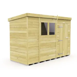 10 x 4 Feet Pent Shed - Single Door With Windows - Wood - L118 x W302 x H201 cm