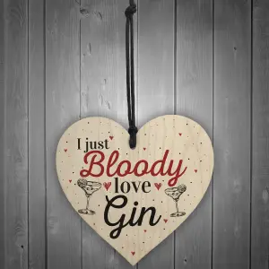 Red Ocean Bloody Love Gin Tonic Wooden Hanging Heart Sign Plaque Funny Sign Pub Party Gift Home Decor