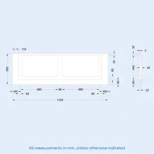 Nes Home 1700mm X 550mm Bathroom High Gloss White Acrylic Front Bath Panel