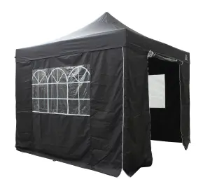 All Seasons Gazebos 3x3 Full Waterproof Pop Up Gazebo with 4 Heavyweight Side Panels and Accessories Black