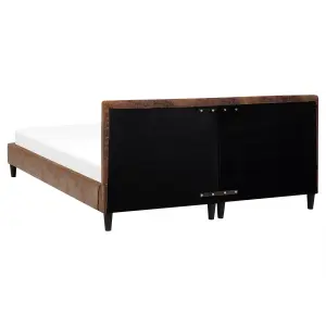 Faux Leather EU King Size Bed Brown FITOU