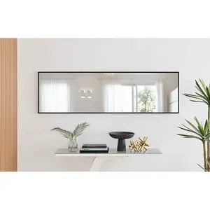 Alcantera Rectangle Metal Frame Wall Mirror Simple and Elegant Modern Design Black / 170cm H x 50cm W