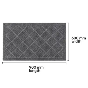 Mighty Mats® Dark Grey Parquet Door mat, 90cm x 60cm