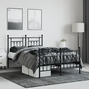 Berkfield Metal Bed Frame with Headboard and Footboard Black 120x200 cm