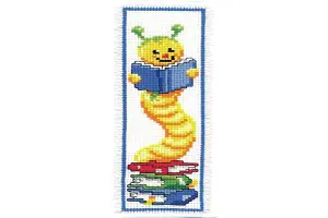 B/MARK BOOKWORM - Counted Cross Stitch Kit: Bookmark: Bookworm - Vervaco