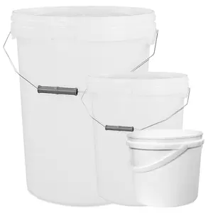 10 x Strong Heavy Duty 15L White Multi-Purpose Plastic Storage Buckets With Lid & Handle