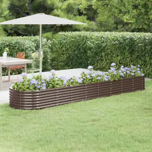 Berkfield Garden Planter Powder-coated Steel 368x80x36 cm Brown