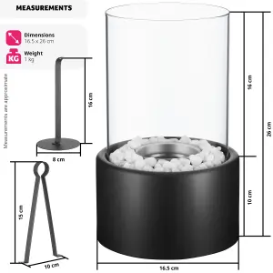 Bioethanol Tabletop Fireplace Damine - heat-resistant, 2 combustion chambers - black