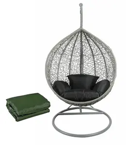 Grey Colour Rattan Swing Egg Chair Outdoor Garden Patio Hanging Wicker Weave Furniture