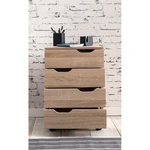 Kolya 40cm Wide 4 -Drawer Mobile File Cabinet Sonoma Oak